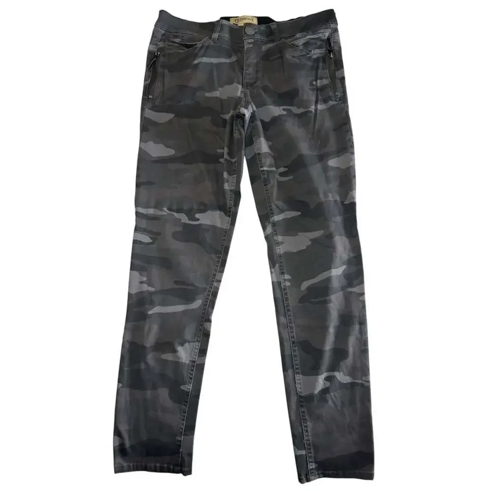 Democracy 'Ab'solution Gray Camouflage Skinny Pants with Zipper Pockets